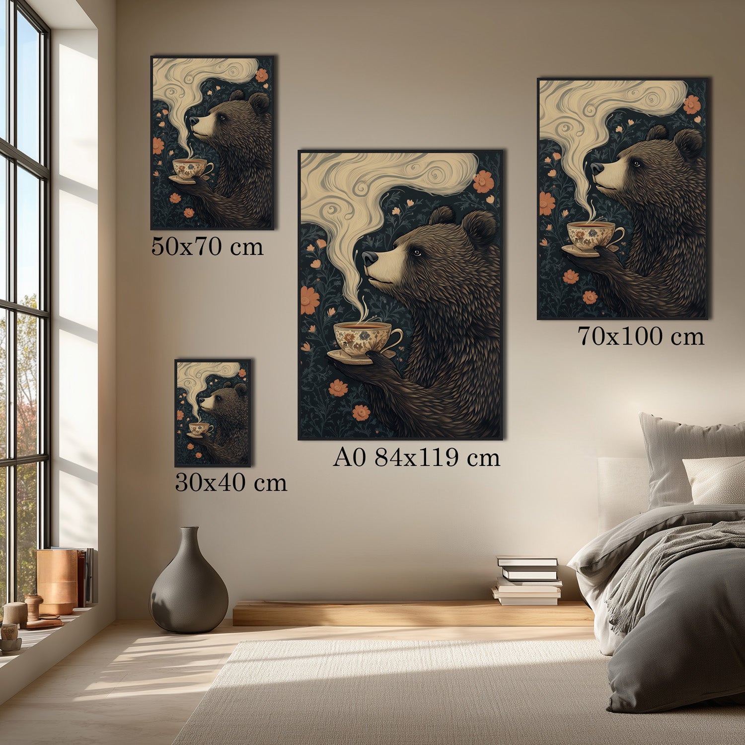 MYSTBIT ART | Bear & Tea Art Print Wall Art