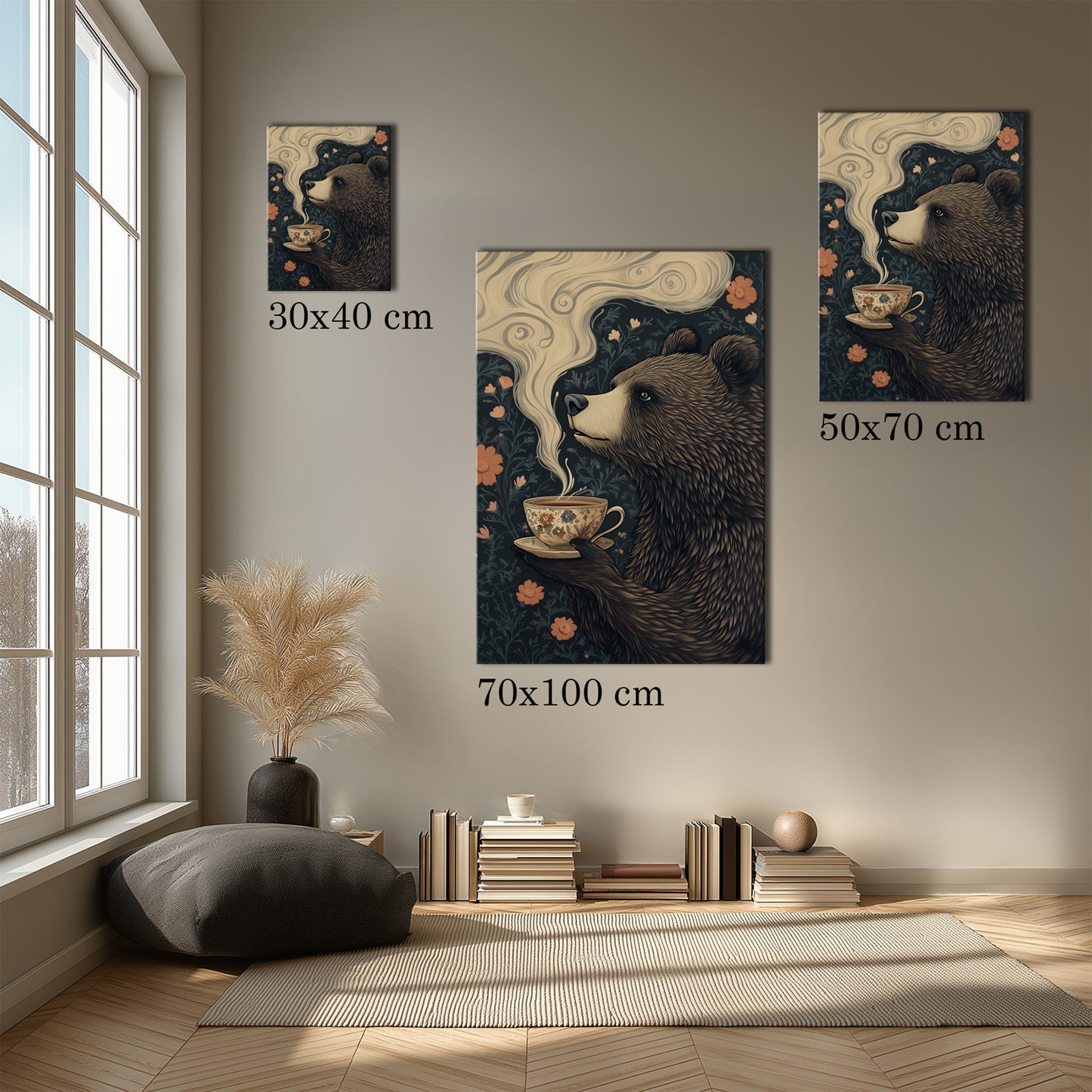 MYSTBIT ART | Bear & Tea Canvas Print Wall Art
