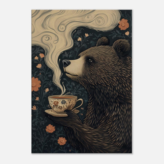 MYSTBIT ART | Bear & Tea Canvas Print Wall Art