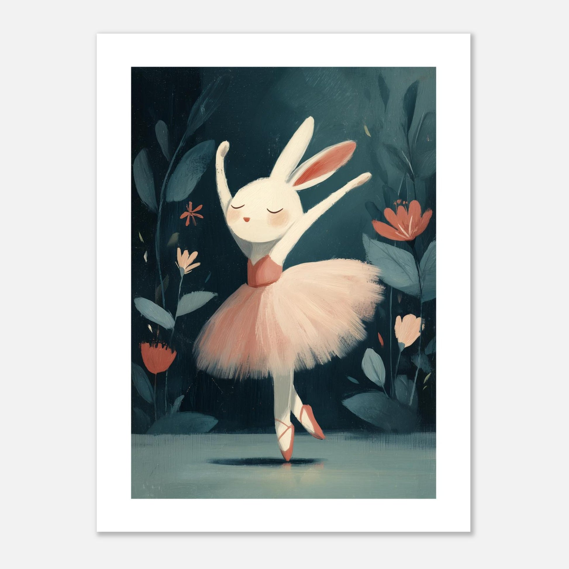 MYSTBIT ART | Floral Rabbit Ballet Art Print Wall Art