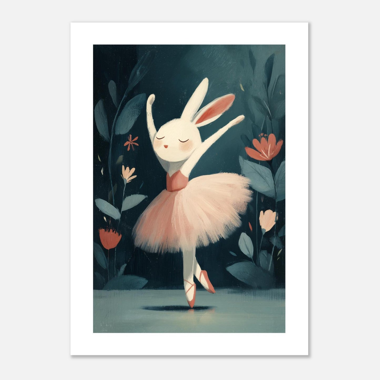 MYSTBIT ART | Floral Rabbit Ballet Art Print Wall Art
