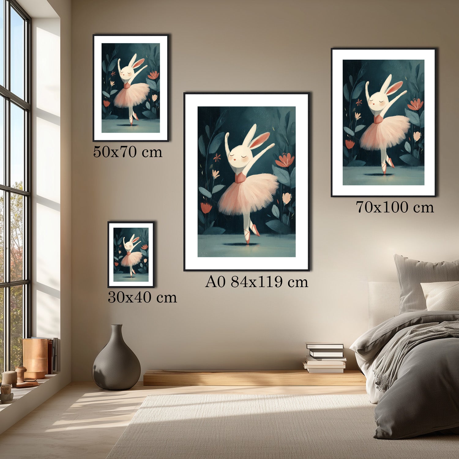 MYSTBIT ART | Floral Rabbit Ballet Art Print Wall Art