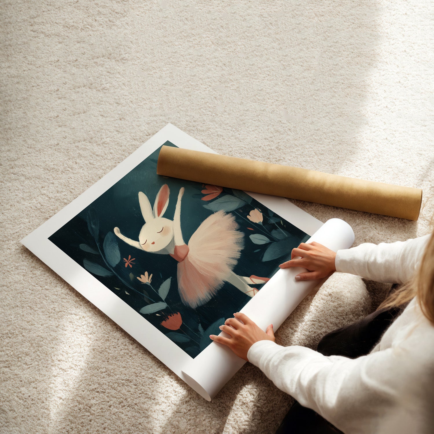 MYSTBIT ART | Floral Rabbit Ballet Art Print Wall Art