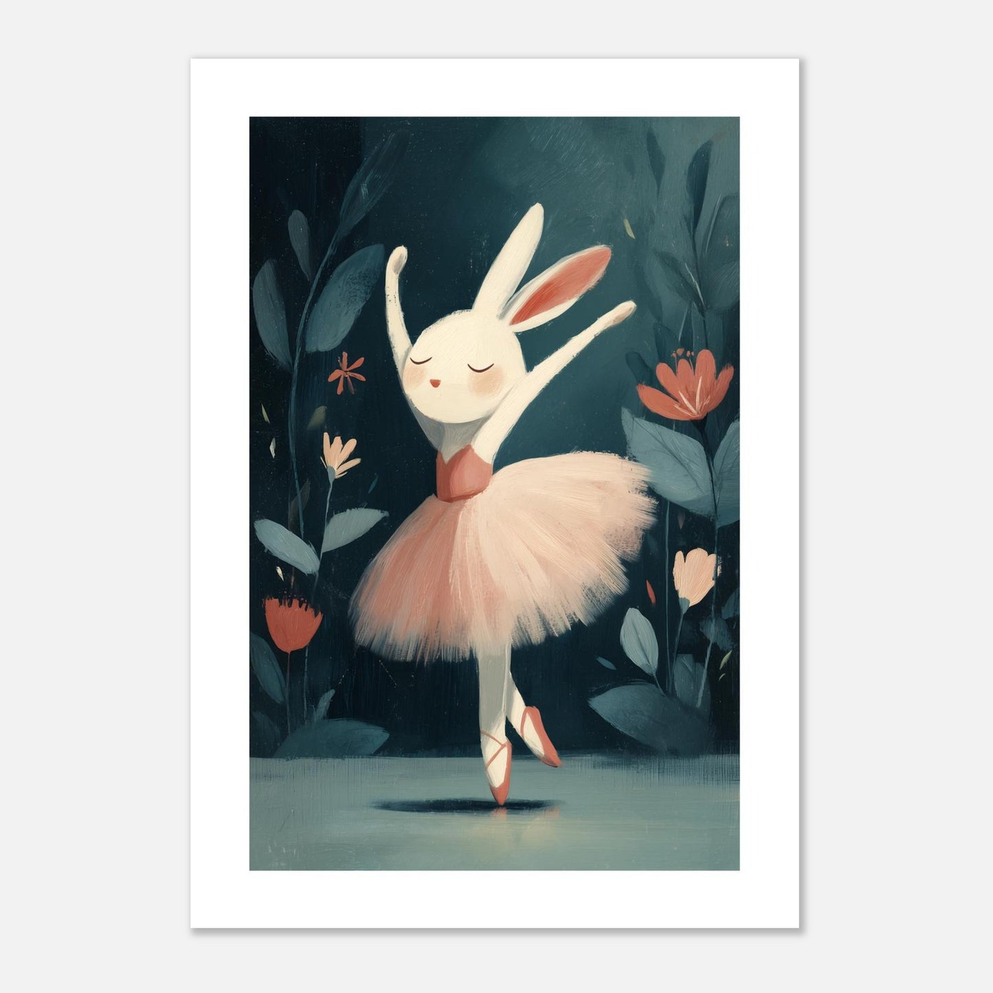 MYSTBIT ART | Floral Rabbit Ballet Art Print Wall Art
