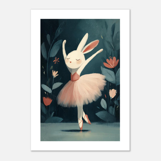 MYSTBIT ART | Floral Rabbit Ballet Art Print Wall Art
