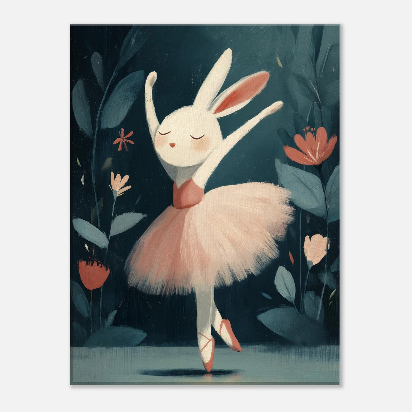 MYSTBIT ART | Floral Rabbit Ballet Canvas Print Wall Art