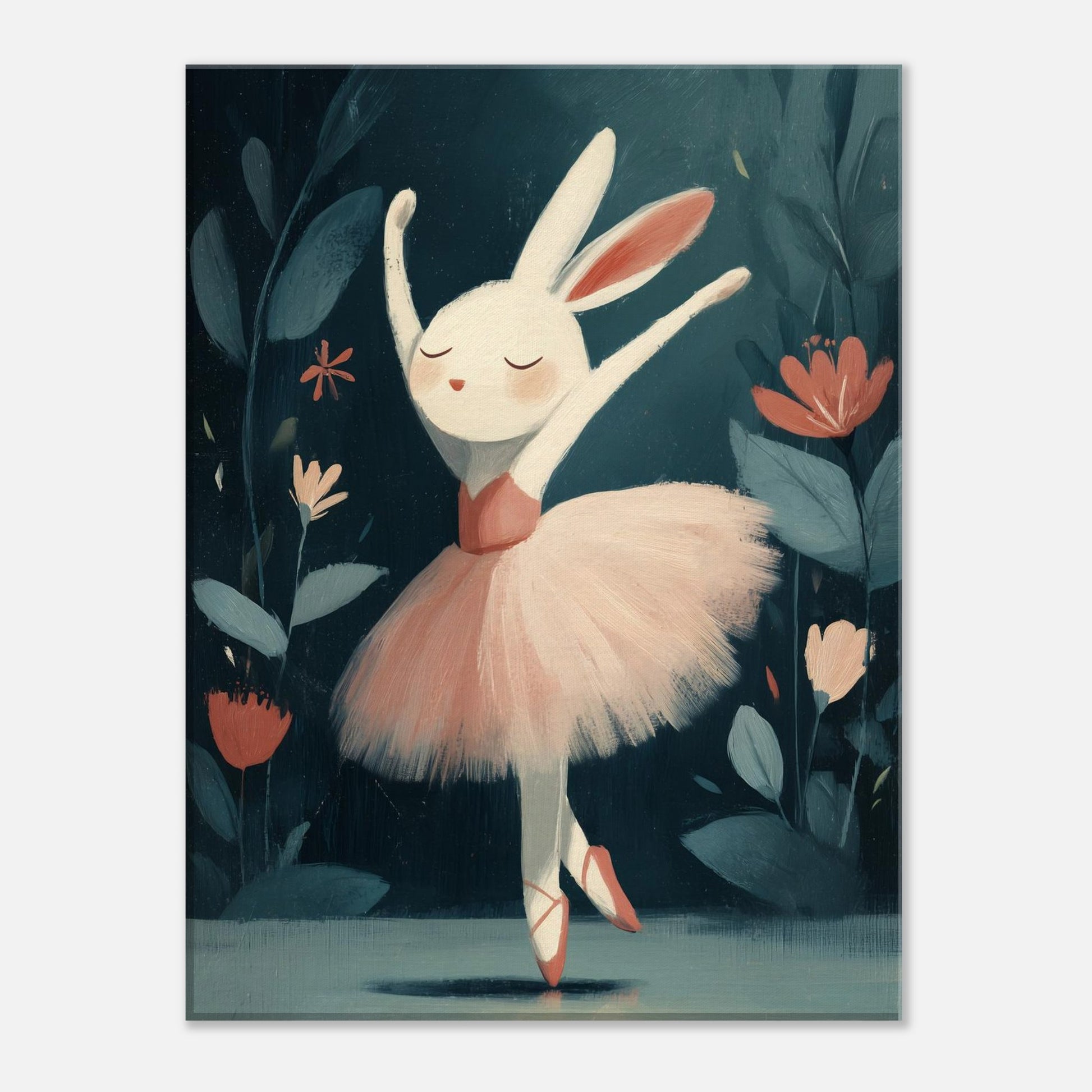 MYSTBIT ART | Floral Rabbit Ballet Canvas Print Wall Art
