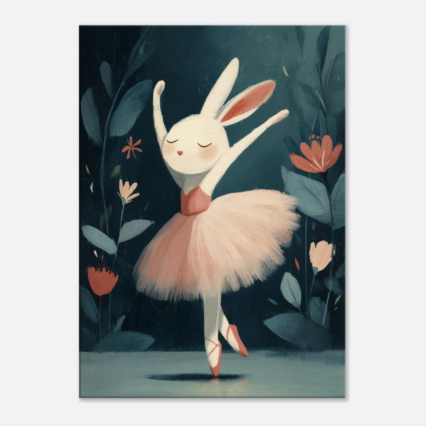 MYSTBIT ART | Floral Rabbit Ballet Canvas Print Wall Art