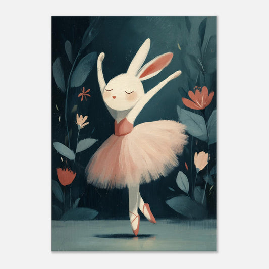 MYSTBIT ART | Floral Rabbit Ballet Canvas Print Wall Art