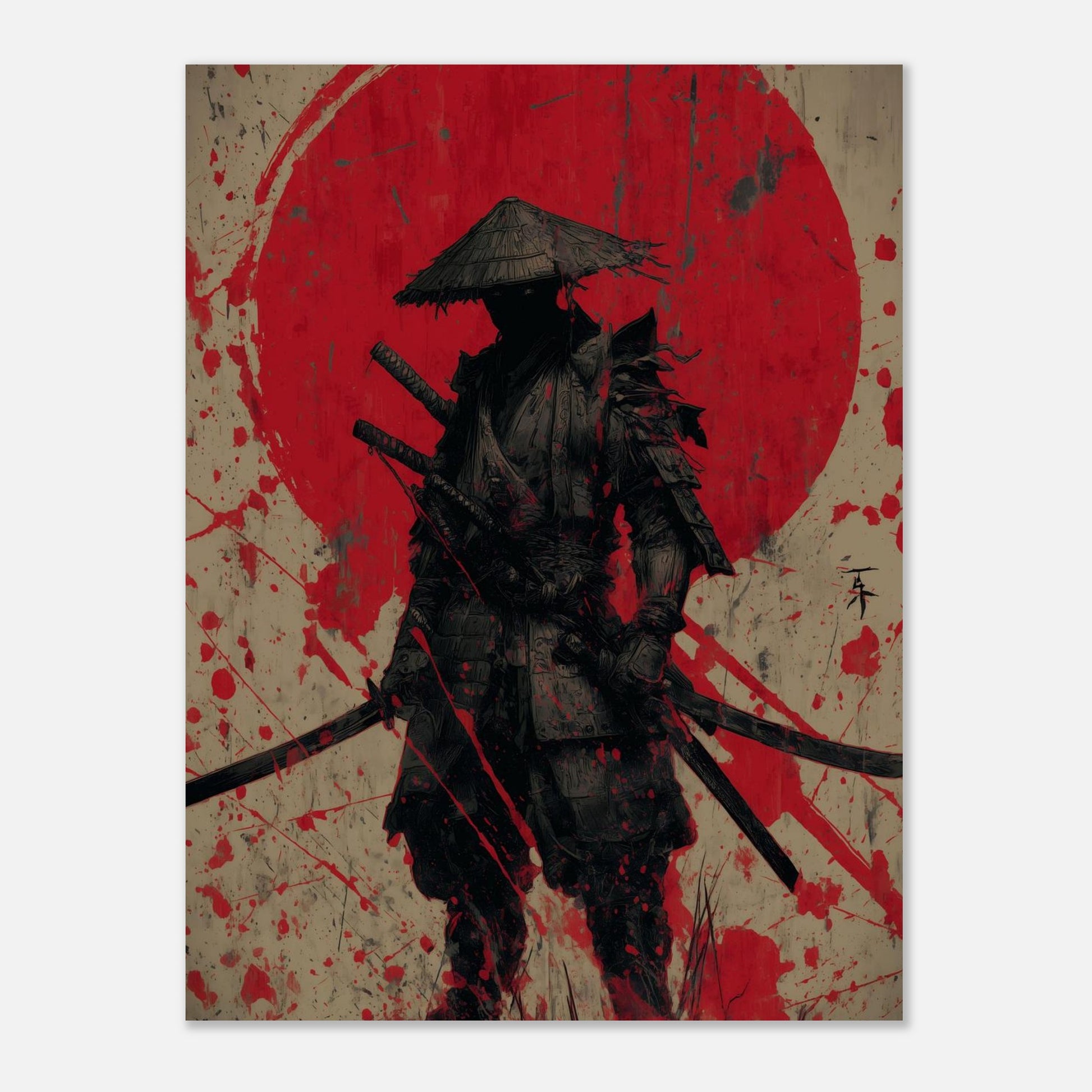 MYSTBIT ART | Red Moon Ronin Art Print Wall Art