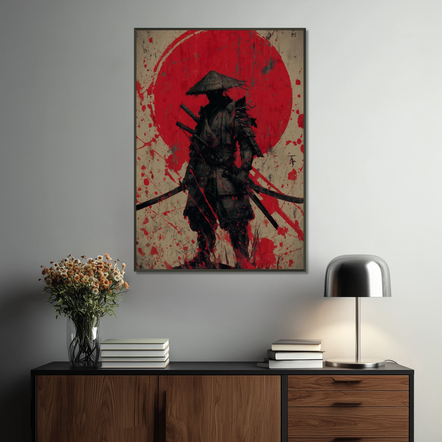 MYSTBIT ART | Red Moon Ronin Art Print Wall Art