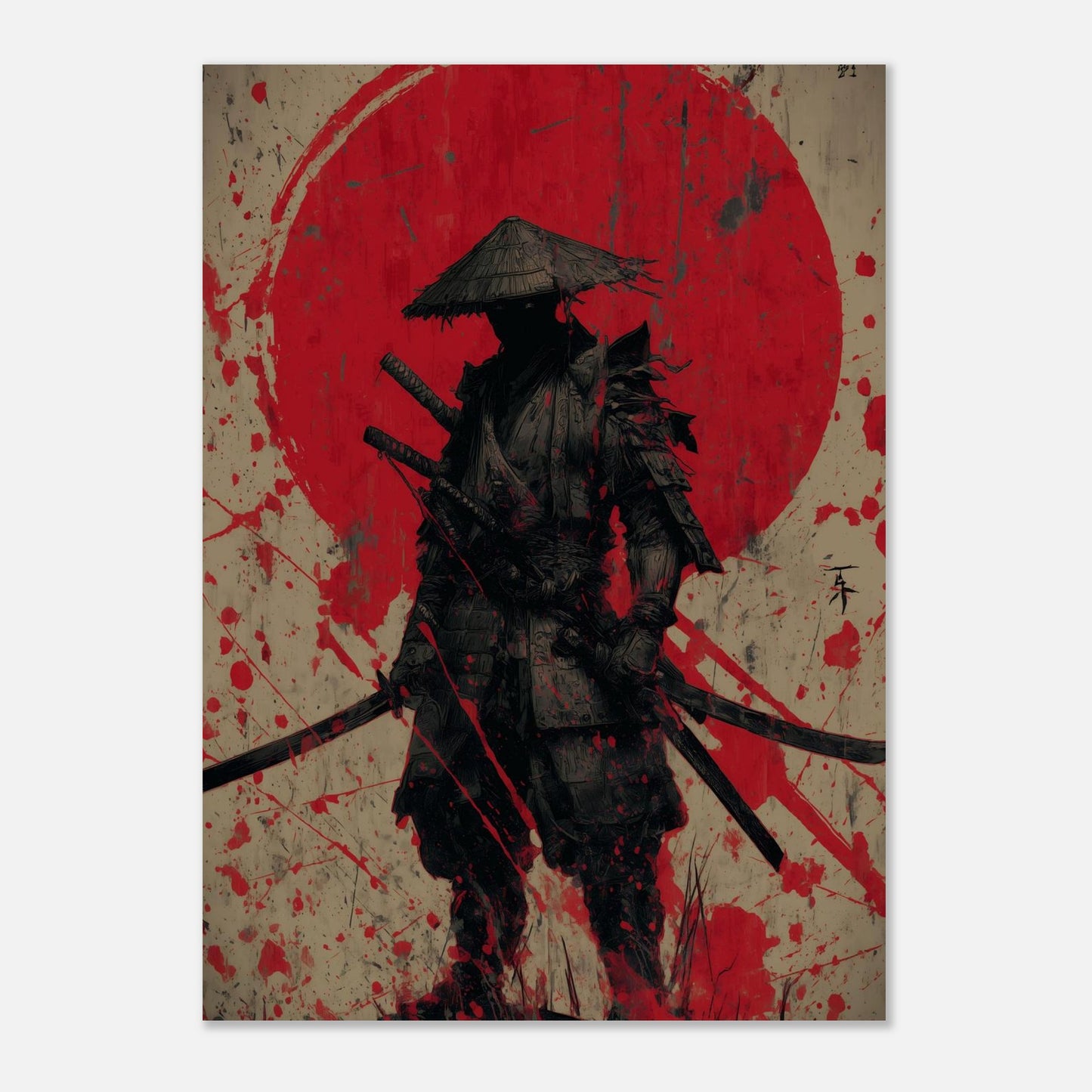 MYSTBIT ART | Red Moon Ronin Art Print Wall Art