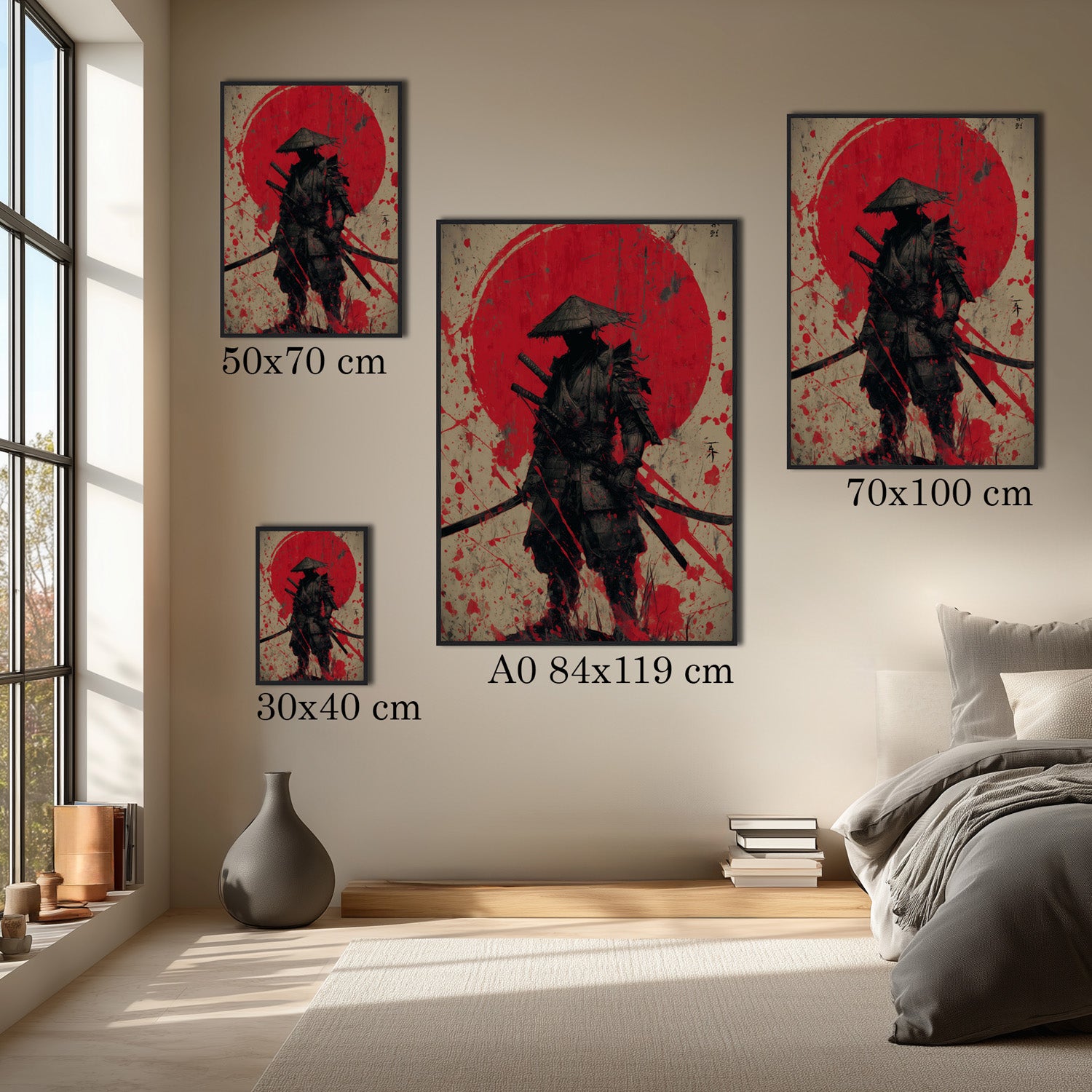 MYSTBIT ART | Red Moon Ronin Art Print Wall Art