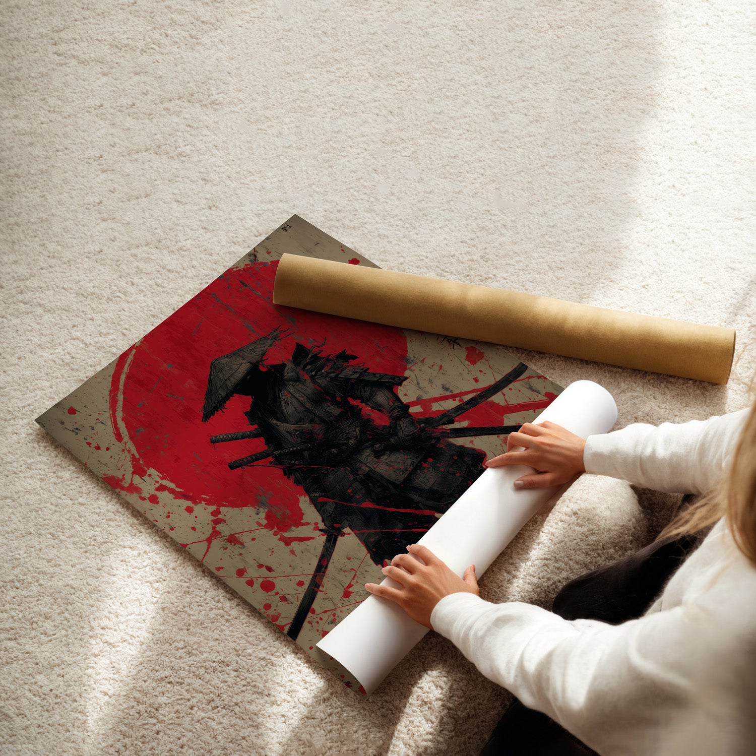MYSTBIT ART | Red Moon Ronin Art Print Wall Art