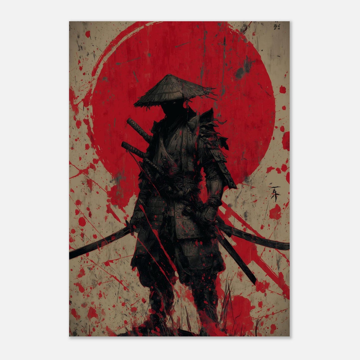 MYSTBIT ART | Red Moon Ronin Art Print Wall Art