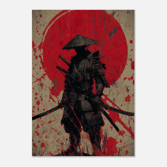 MYSTBIT ART | Red Moon Ronin Art Print Wall Art