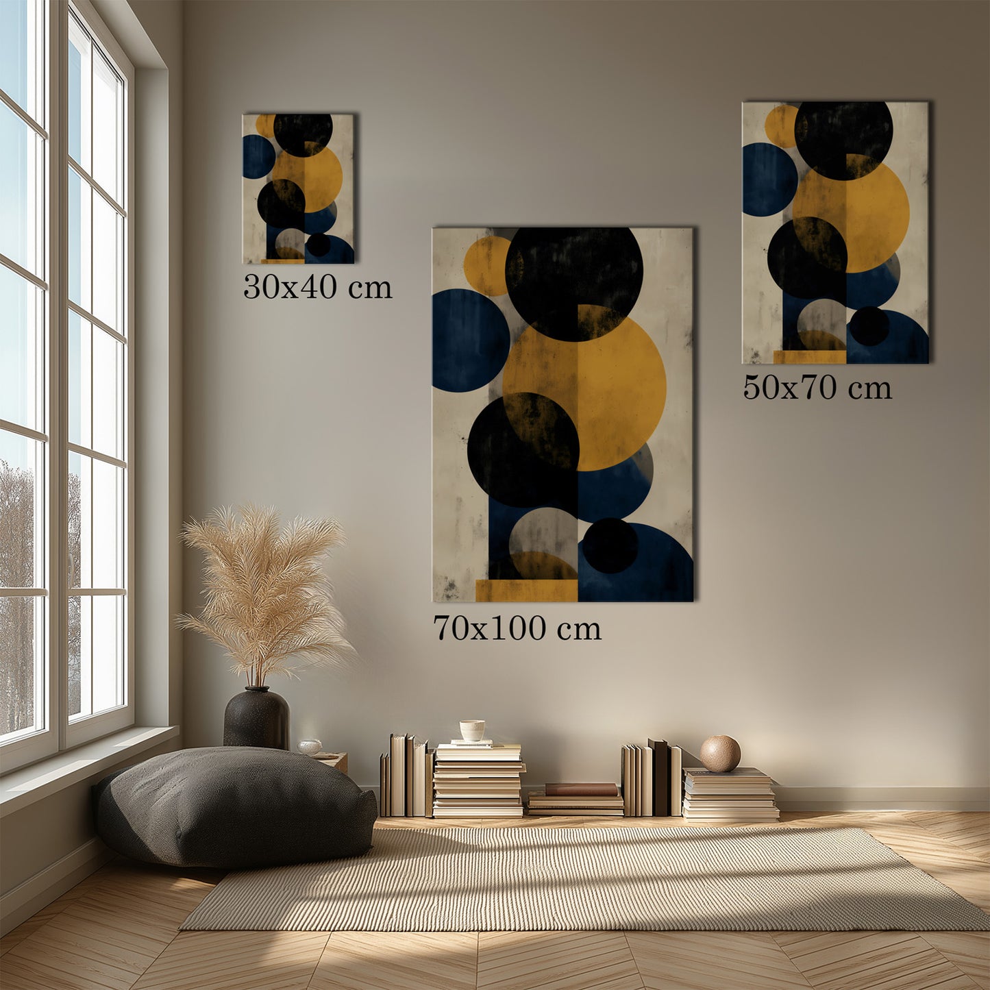 MYSTBIT ART | Retro Shadow Circles Canvas Print Wall Art