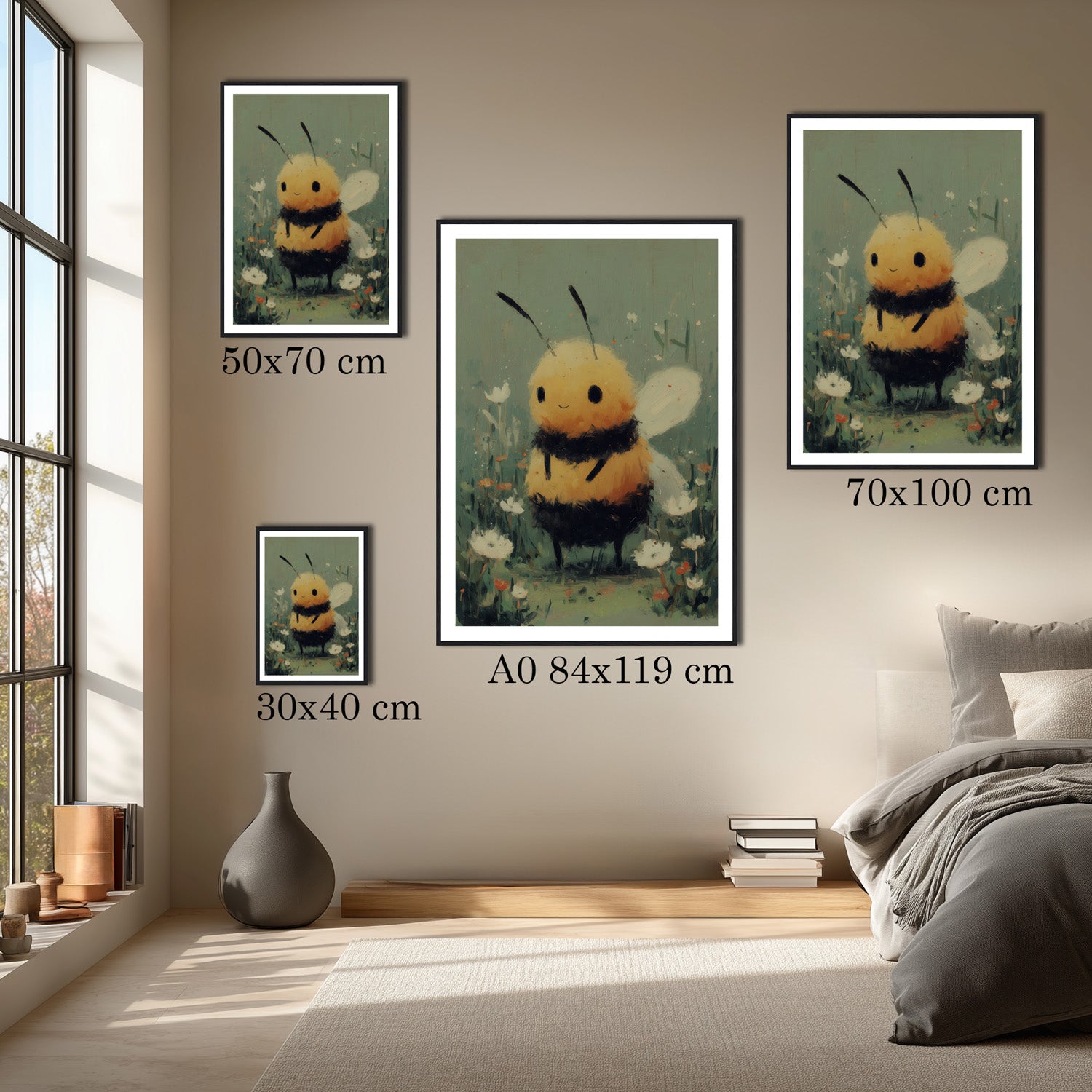 MYSTBIT ART | Smiling Honeybee Art Print Wall Art