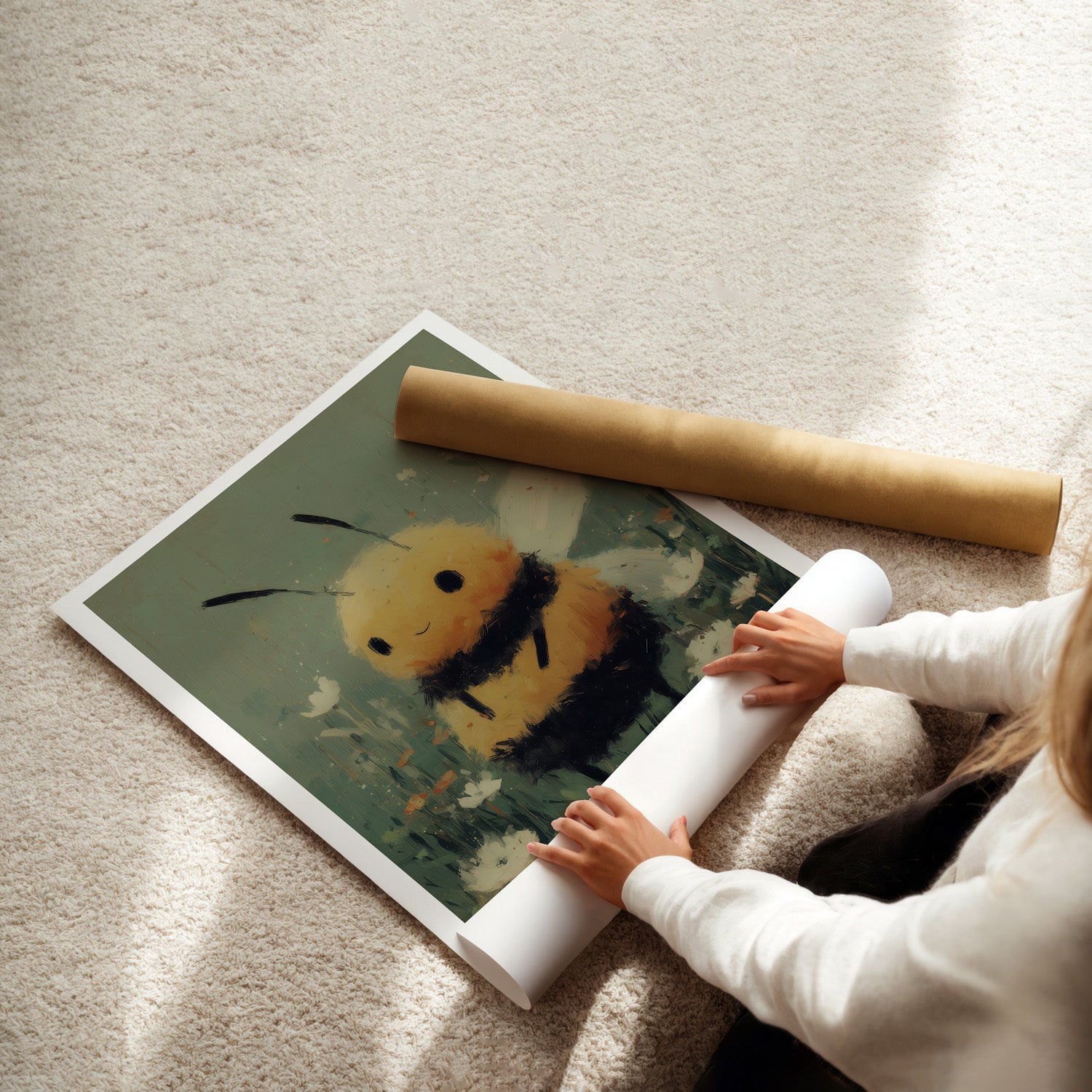 MYSTBIT ART | Smiling Honeybee Art Print Wall Art