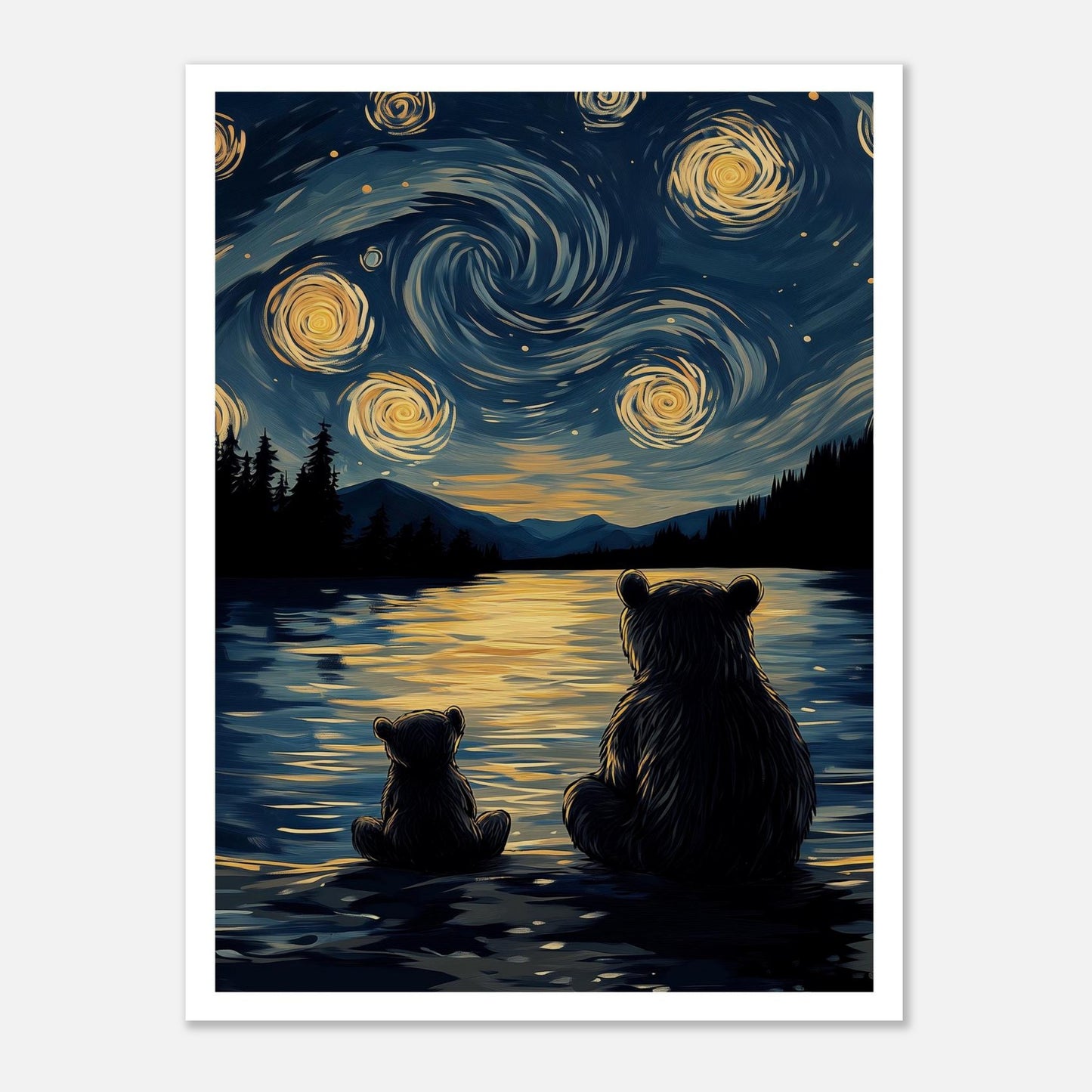 MYSTBIT ART | Starry Bear Night Art Print Wall Art