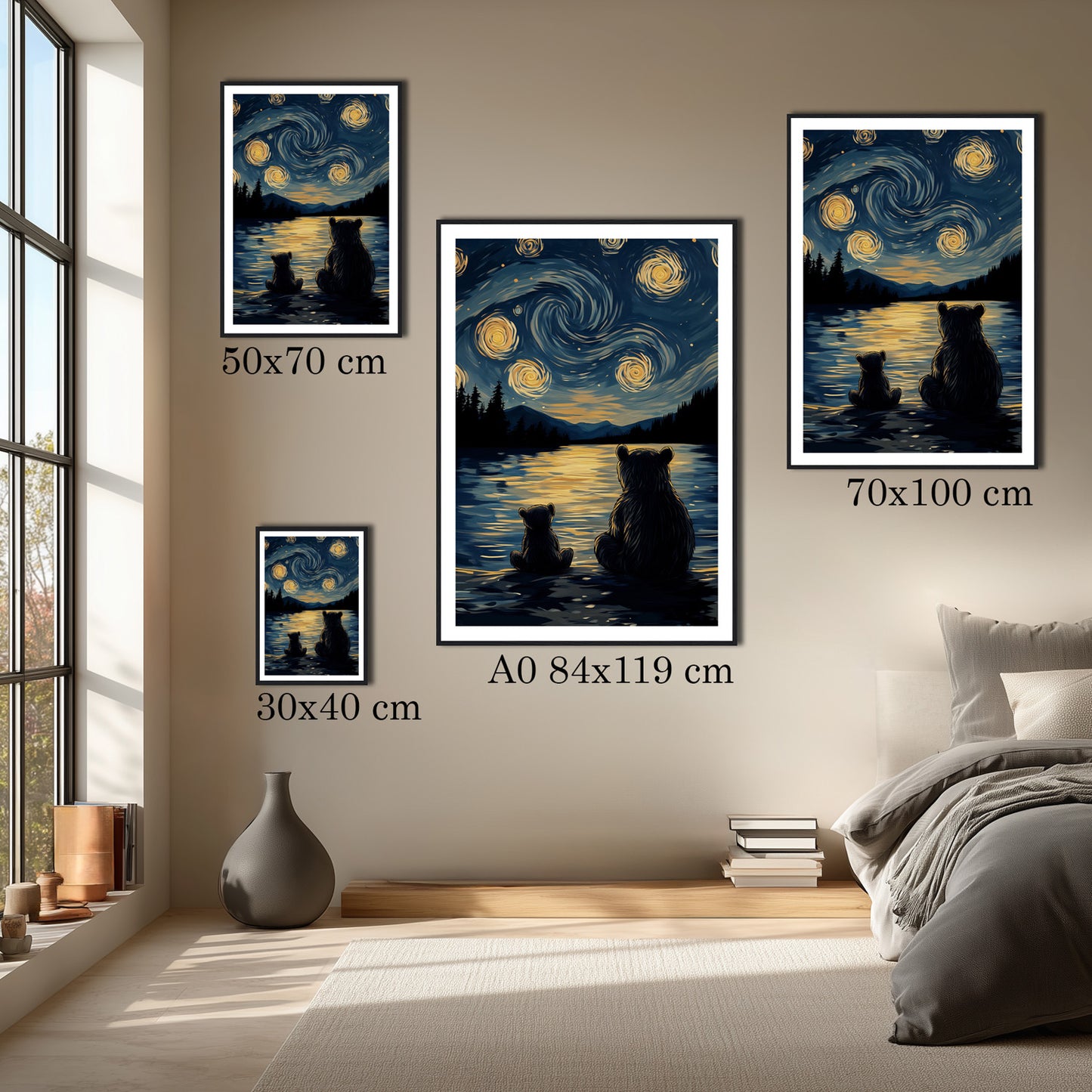 MYSTBIT ART | Starry Bear Night Art Print Wall Art