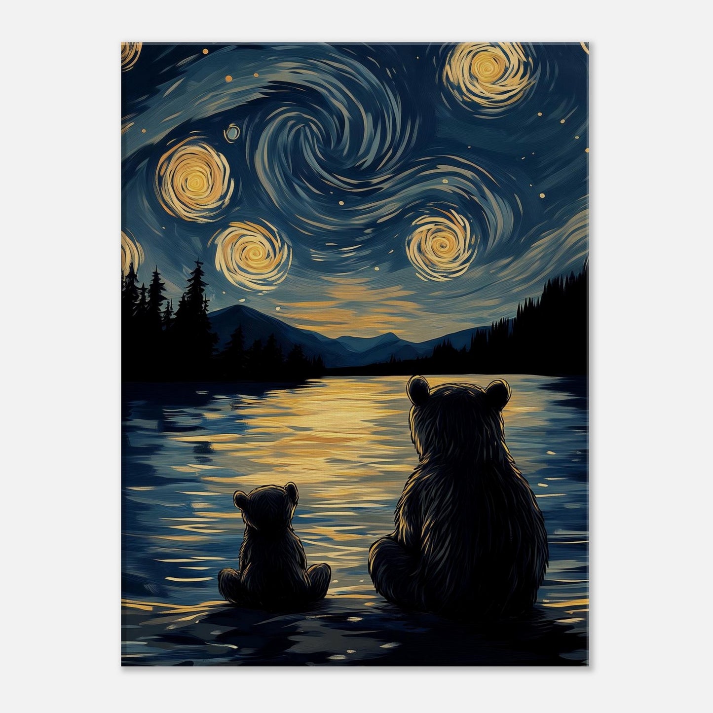 MYSTBIT ART | Starry Bear Night Canvas Print Wall Art