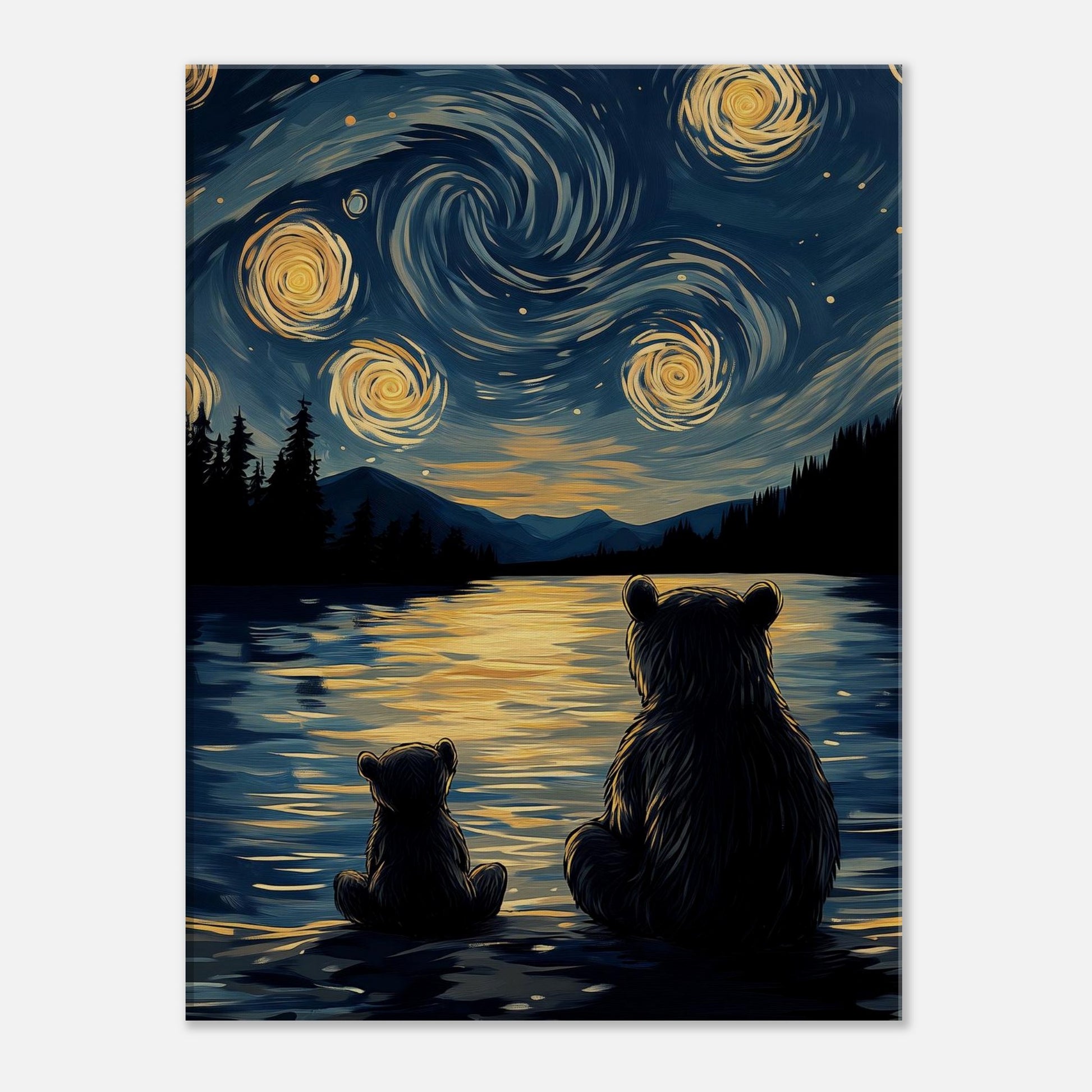 MYSTBIT ART | Starry Bear Night Canvas Print Wall Art