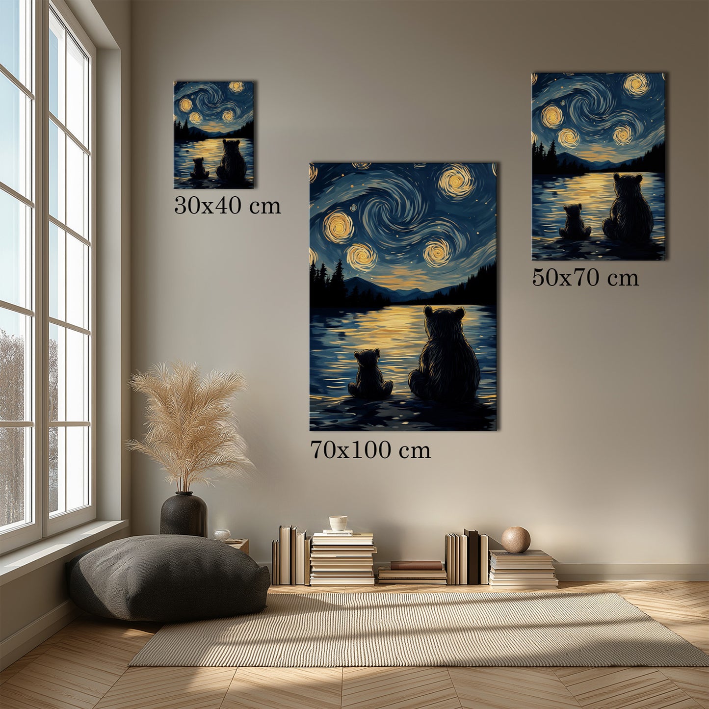 MYSTBIT ART | Starry Bear Night Canvas Print Wall Art
