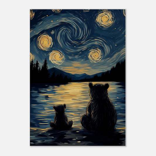 MYSTBIT ART | Starry Bear Night Canvas Print Wall Art