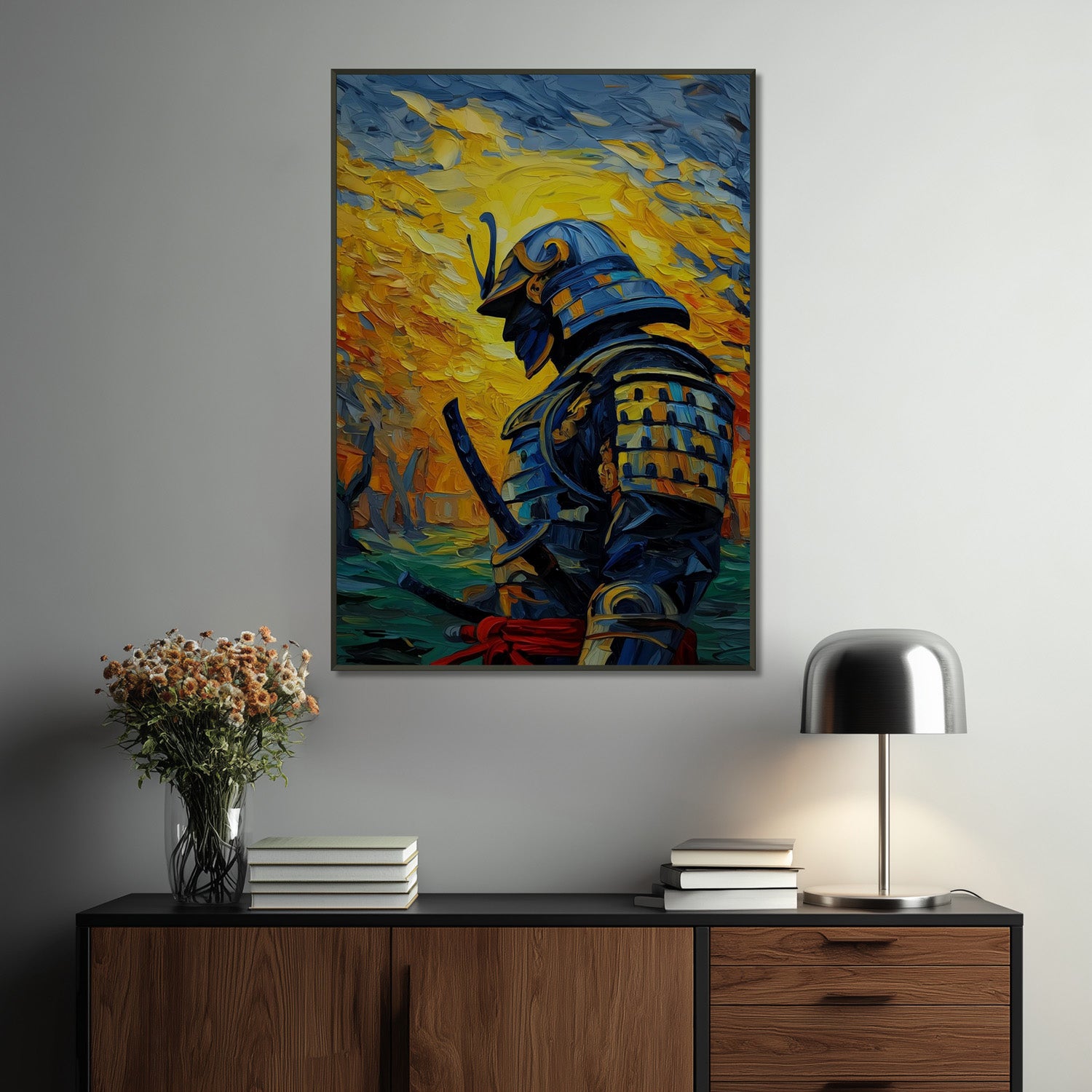 MYSTBIT ART | Sunburst Samurai Art Print Wall Art