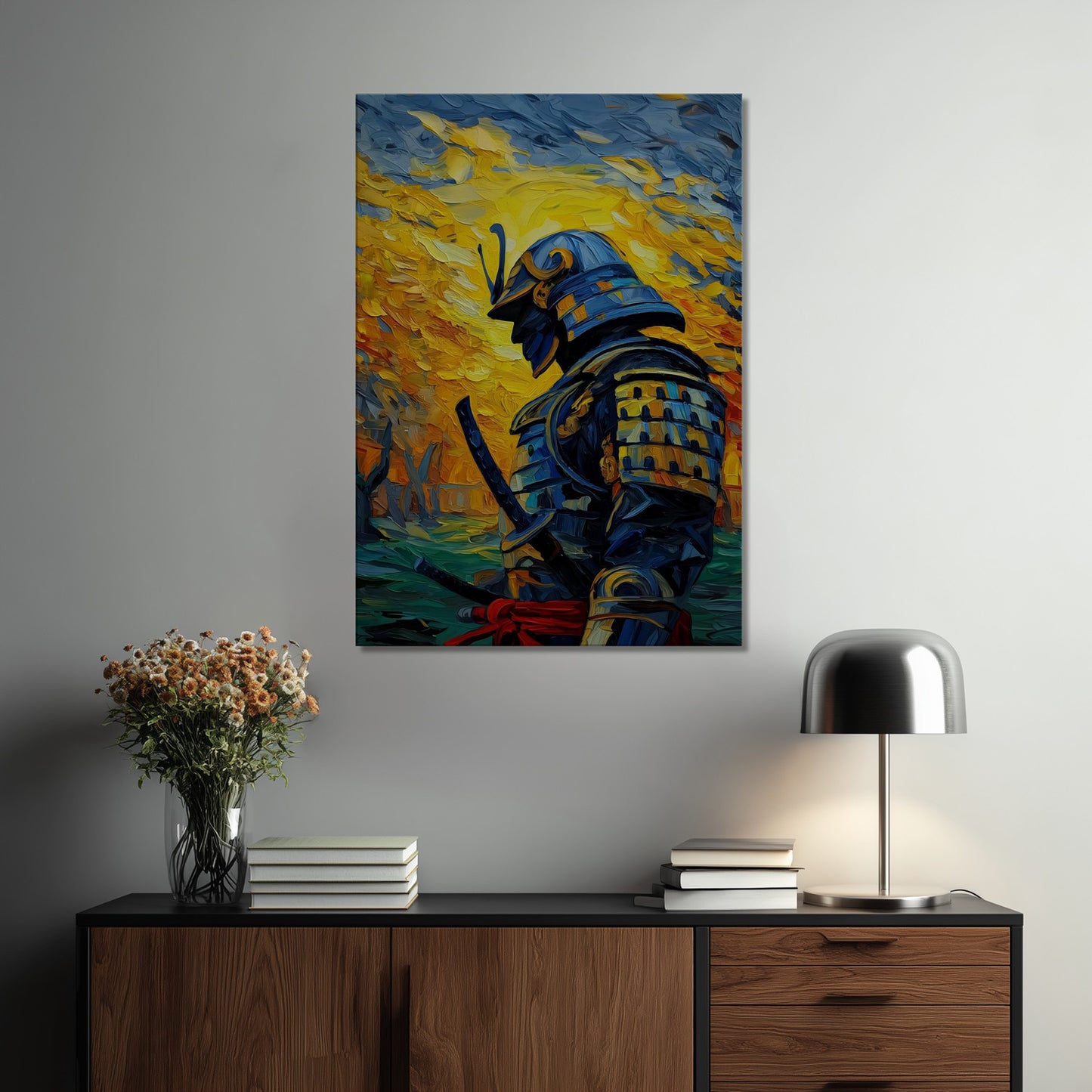 MYSTBIT ART | Sunburst Samurai Canvas Print Wall Art
