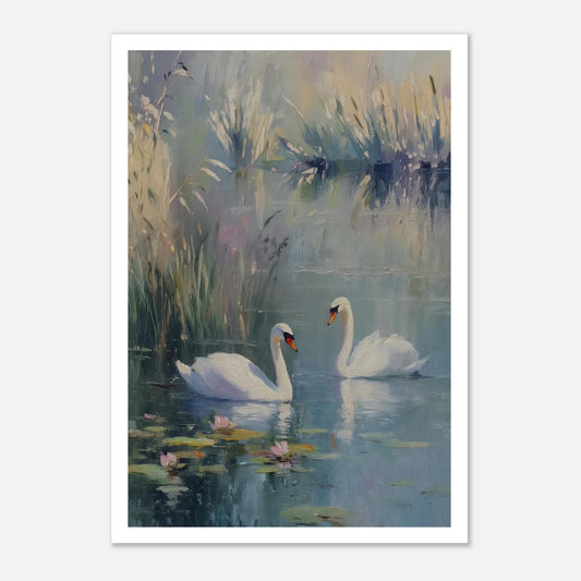 MYSTBIT ART | Swan Serenade Art Print Wall Art