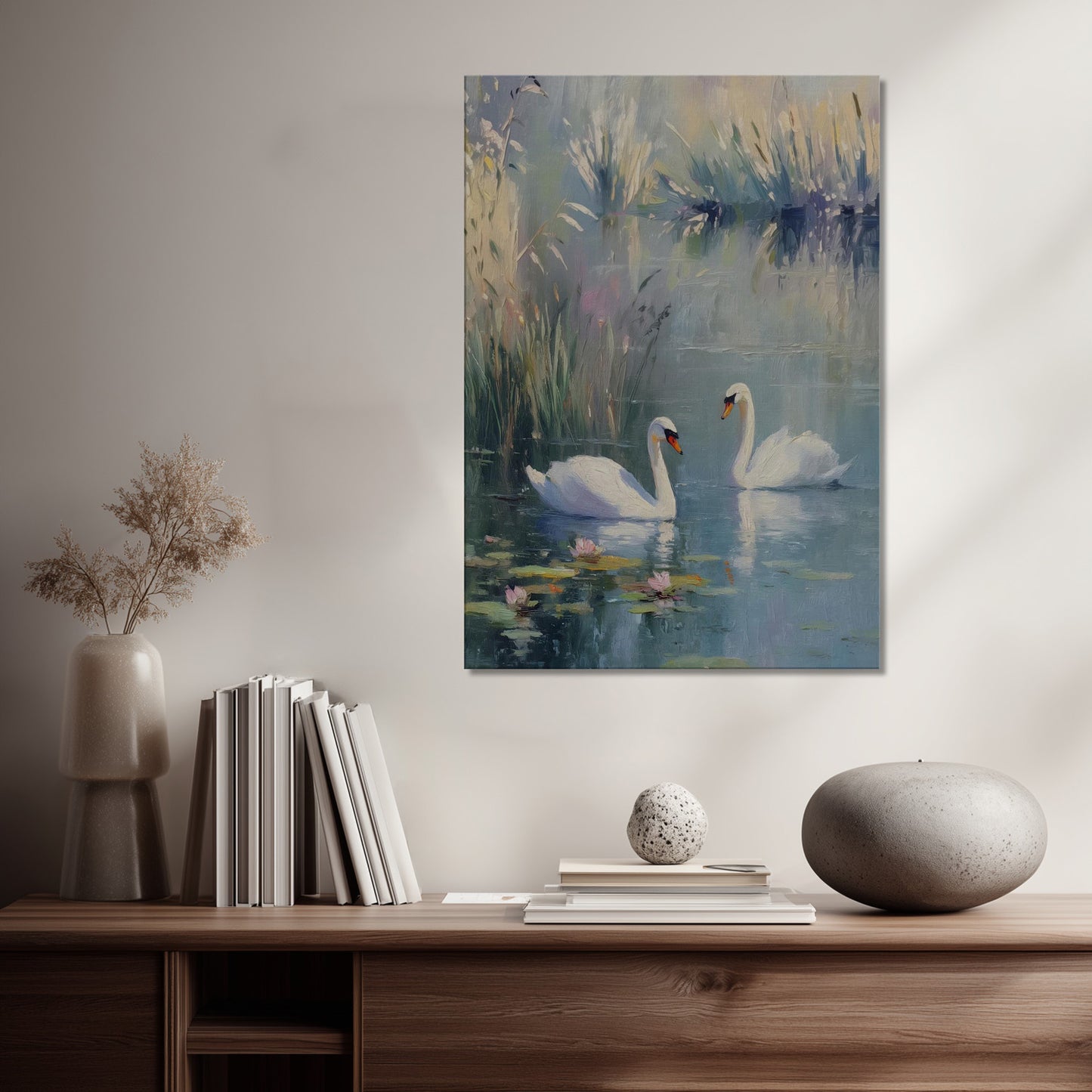 MYSTBIT ART | Swan Serenade Canvas Print Wall Art