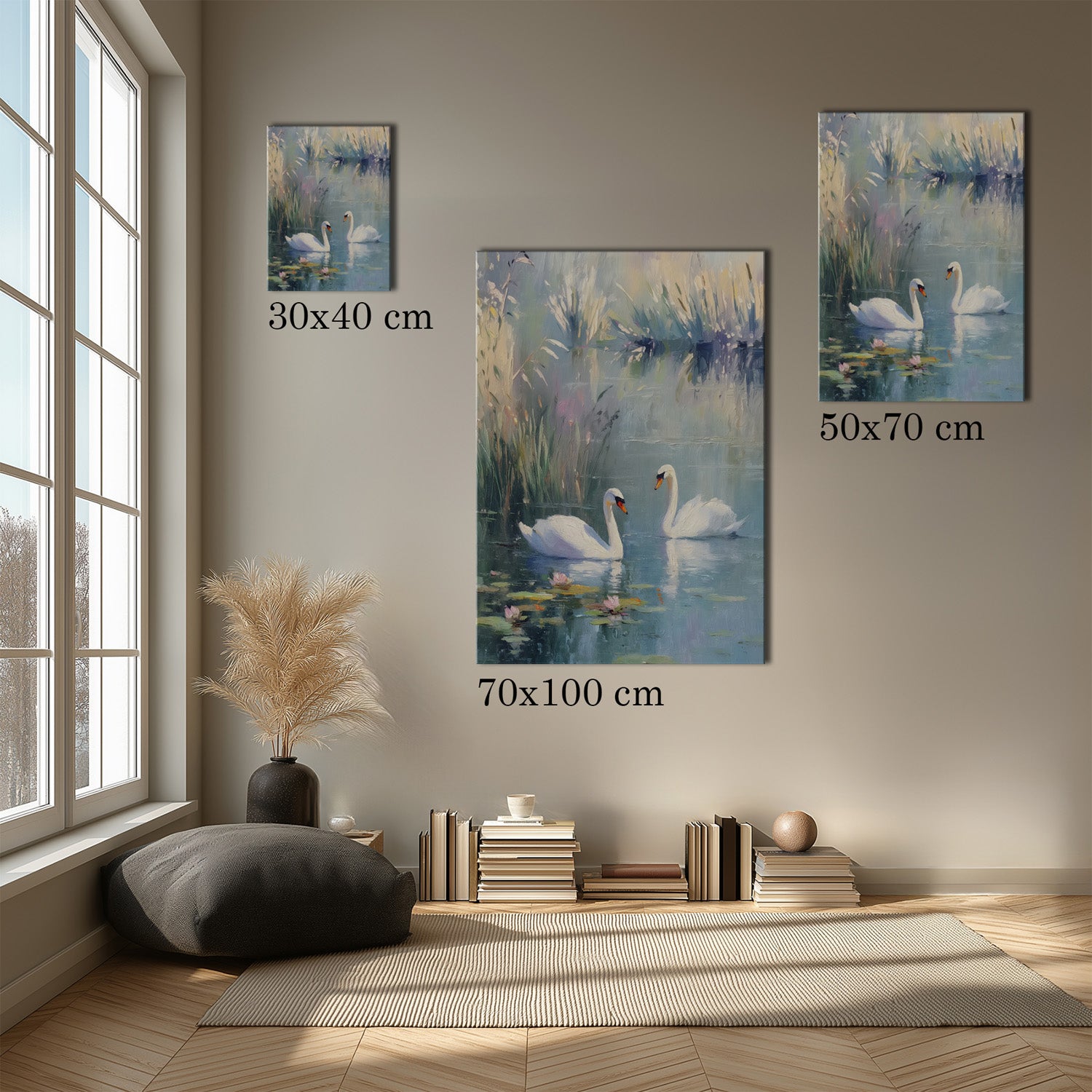 MYSTBIT ART | Swan Serenade Canvas Print Wall Art