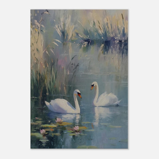 MYSTBIT ART | Swan Serenade Canvas Print Wall Art