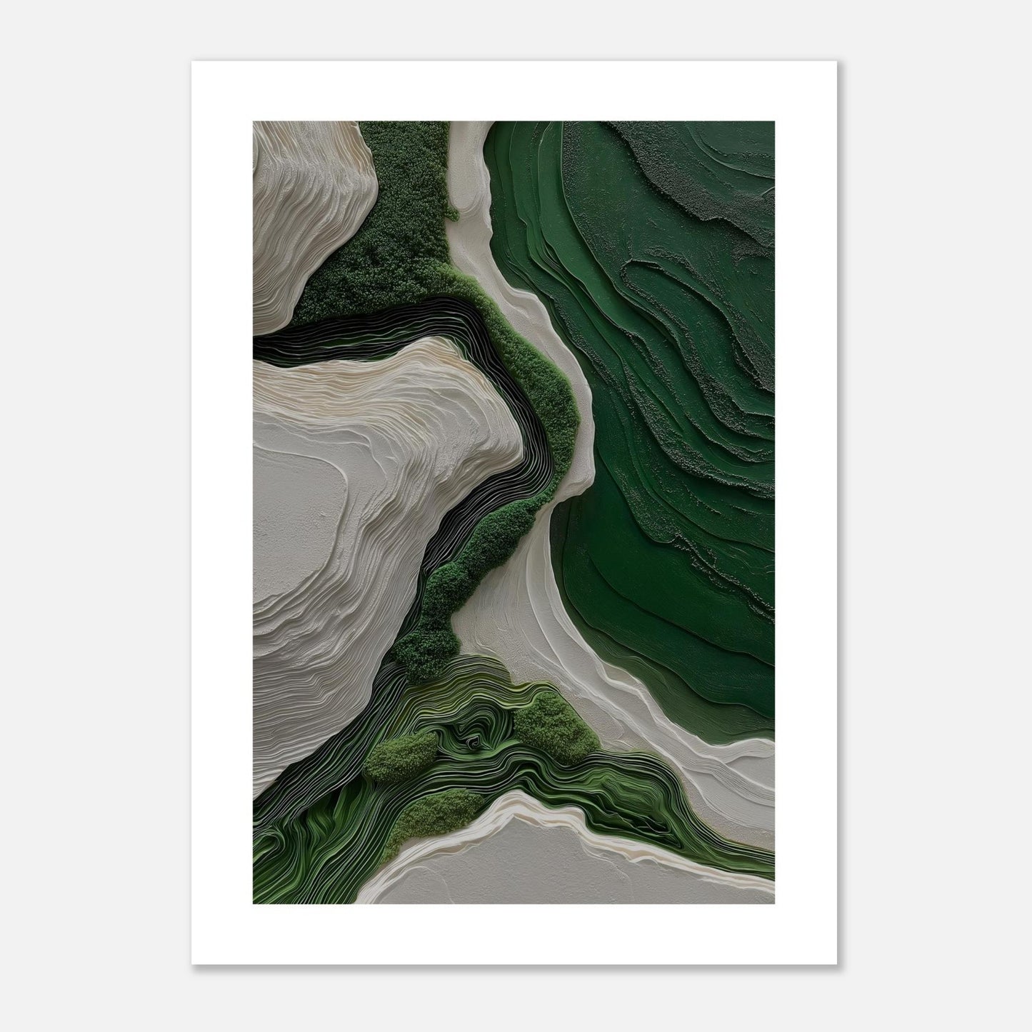 MYSTBIT ART | White & Green No1 Art Print Wall Art