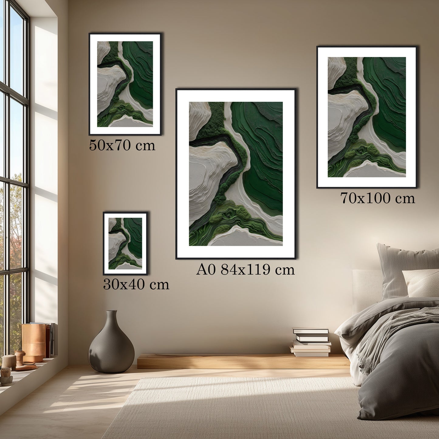 MYSTBIT ART | White & Green No1 Art Print Wall Art
