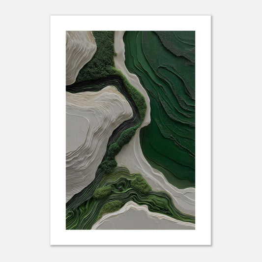 MYSTBIT ART | White & Green No1 Art Print Wall Art