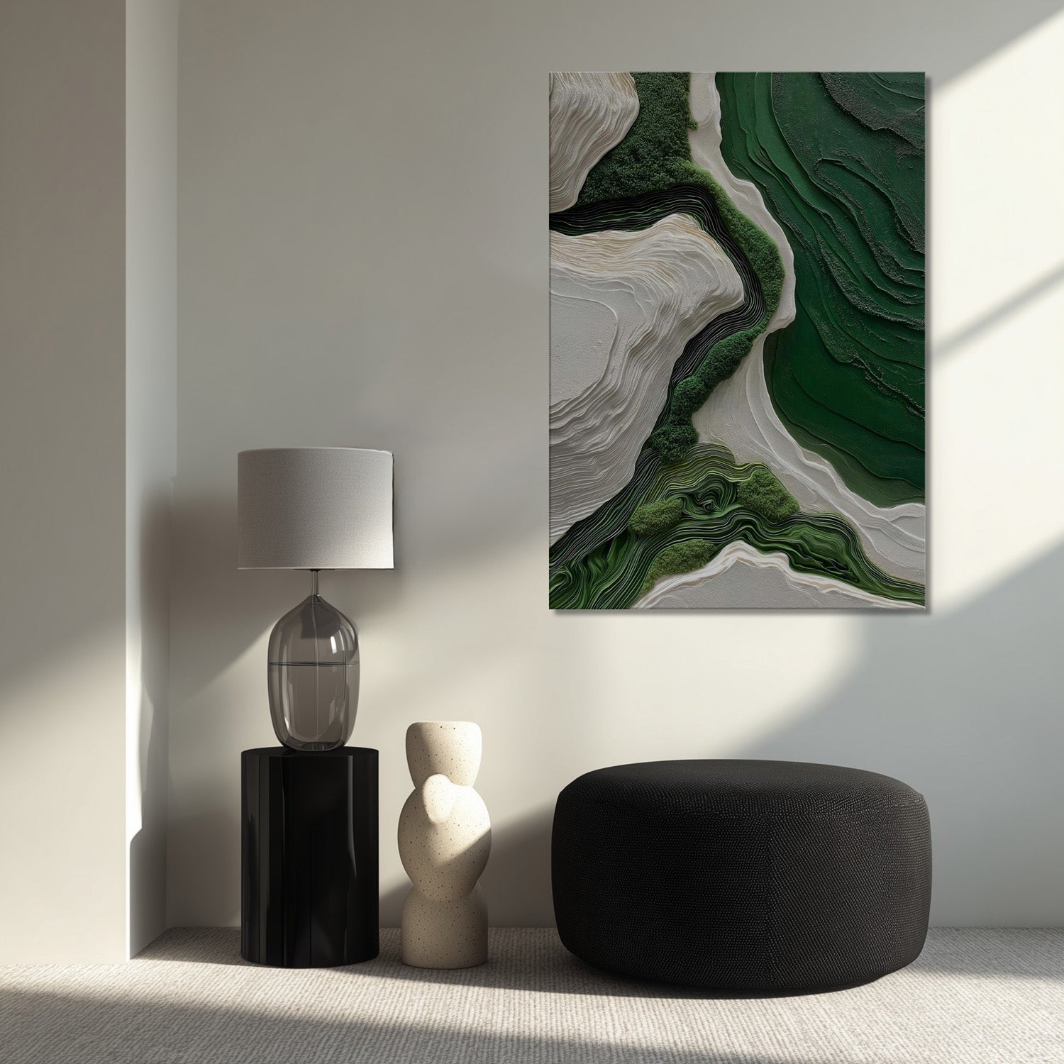 MYSTBIT ART | White & Green No1 Canvas Print Wall Art