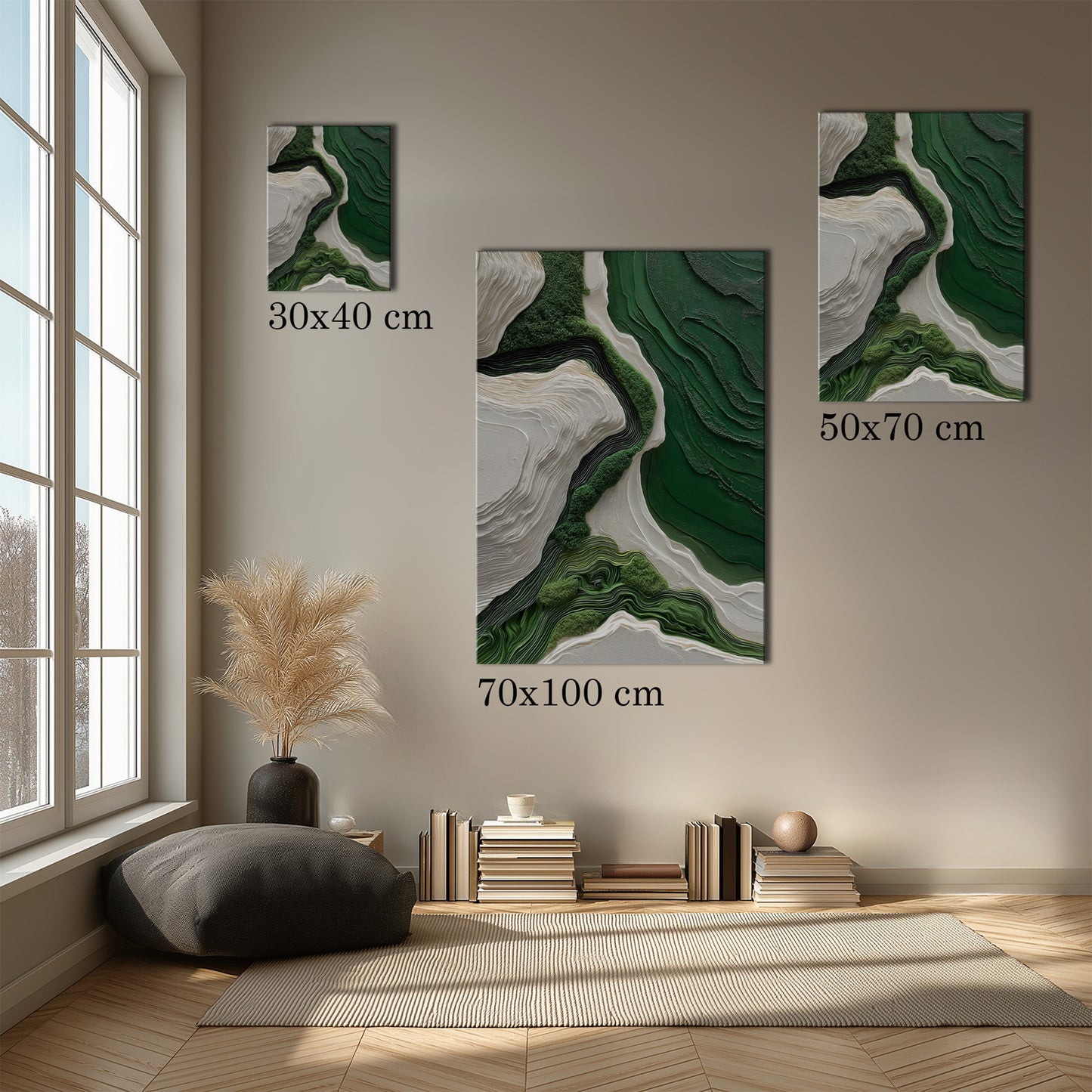 MYSTBIT ART | White & Green No1 Canvas Print Wall Art