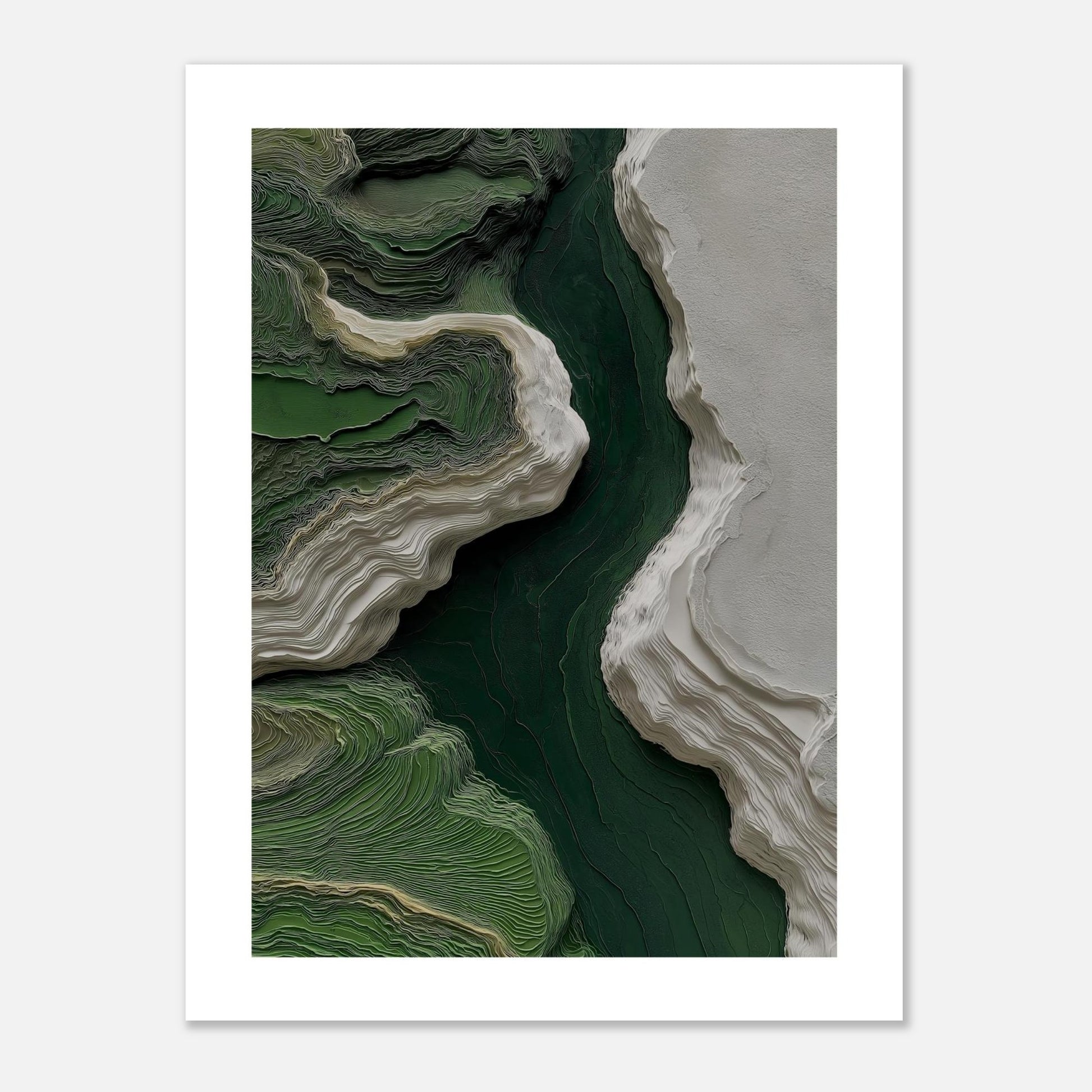MYSTBIT ART | White & Green No2 Art Print Wall Art