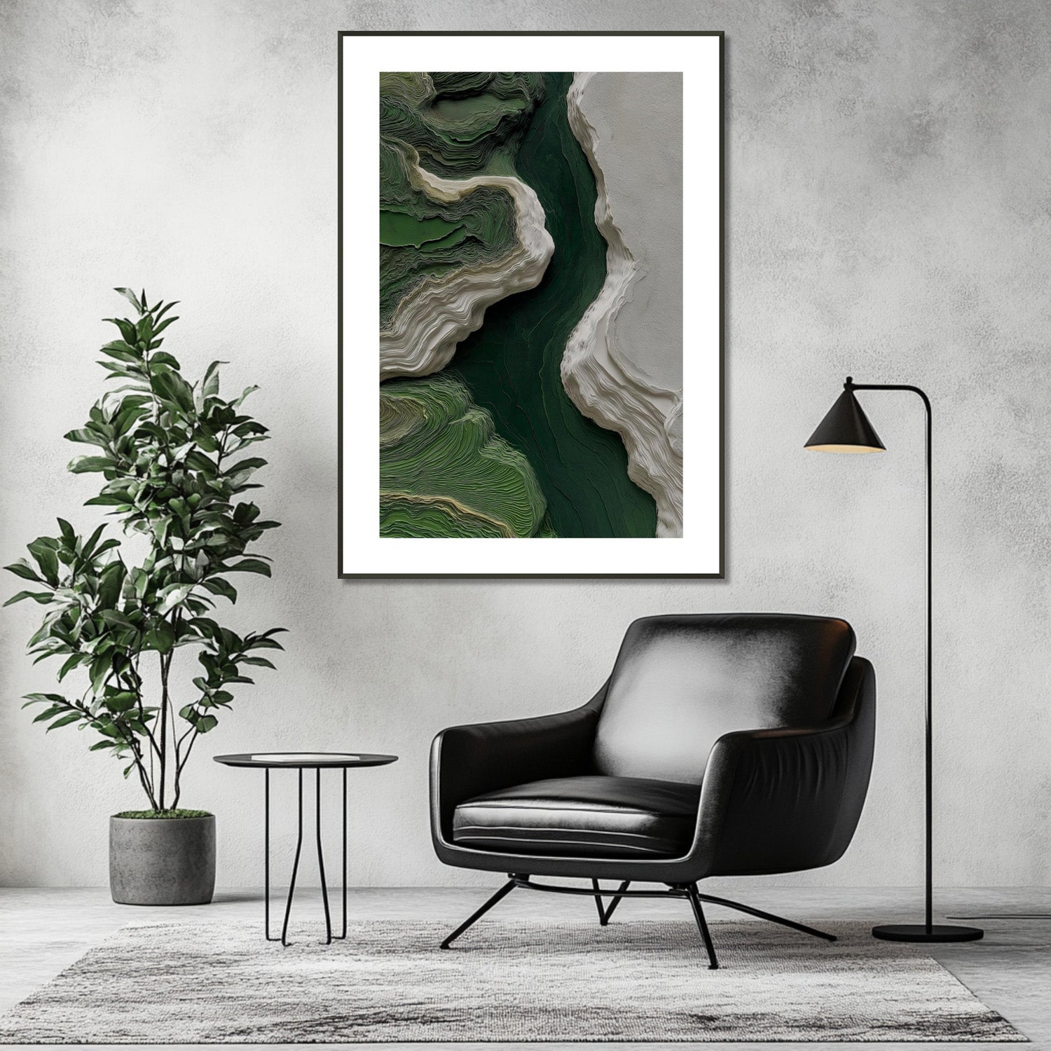 MYSTBIT ART | White & Green No2 Art Print Wall Art
