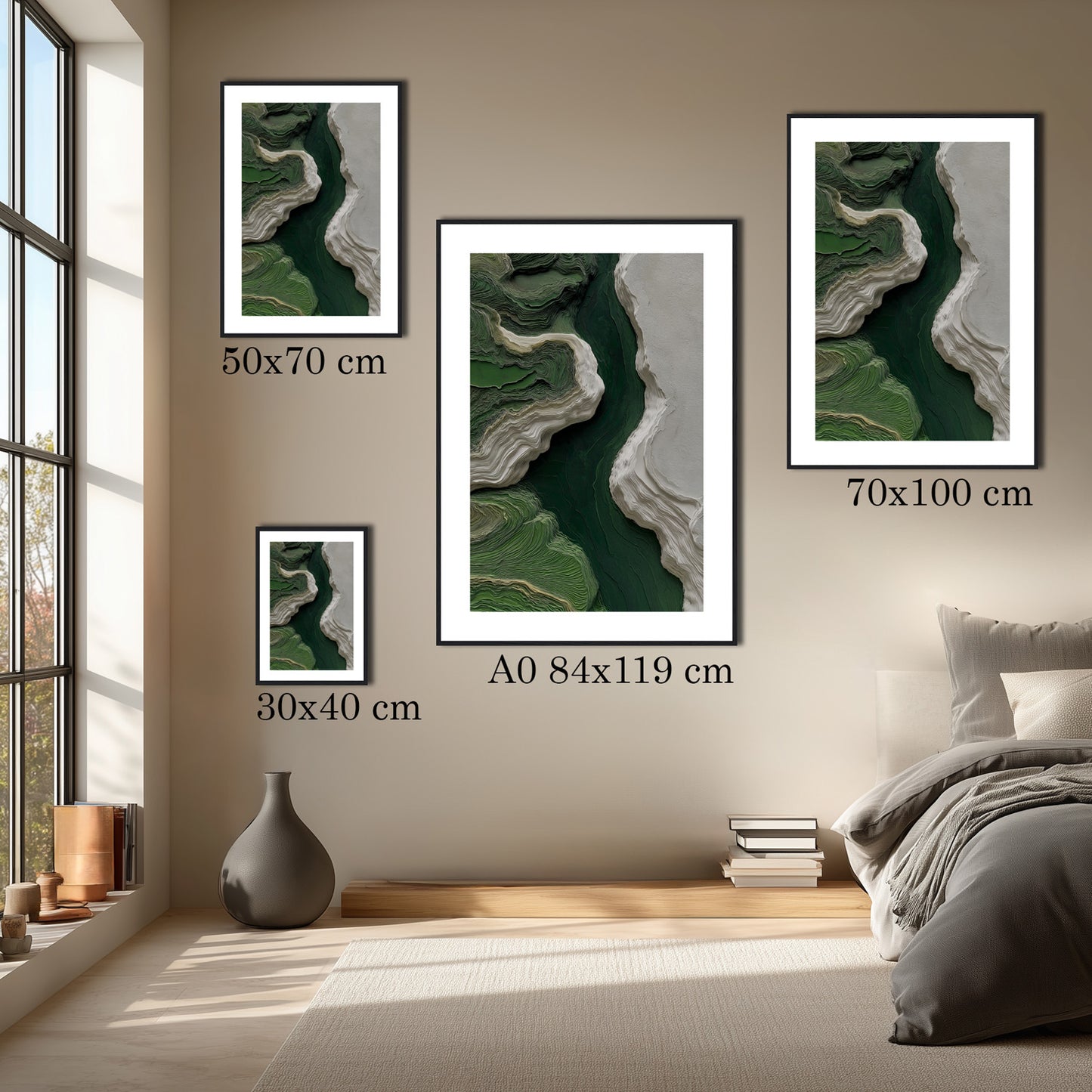MYSTBIT ART | White & Green No2 Art Print Wall Art