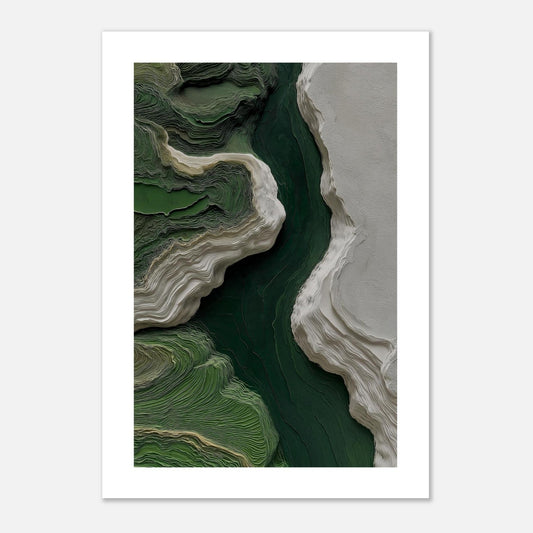 MYSTBIT ART | White & Green No2 Art Print Wall Art