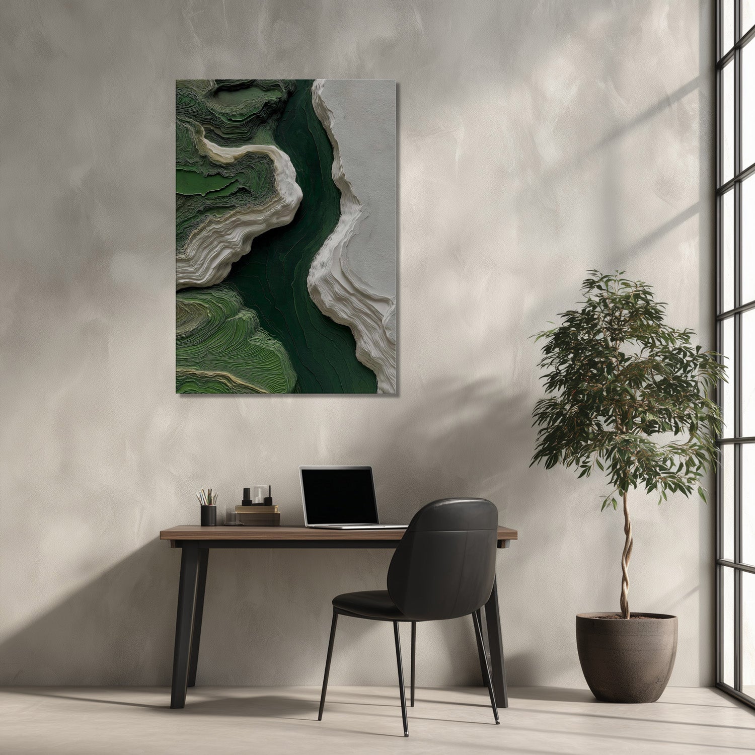 MYSTBIT ART | White & Green No2 Canvas Print Wall Art