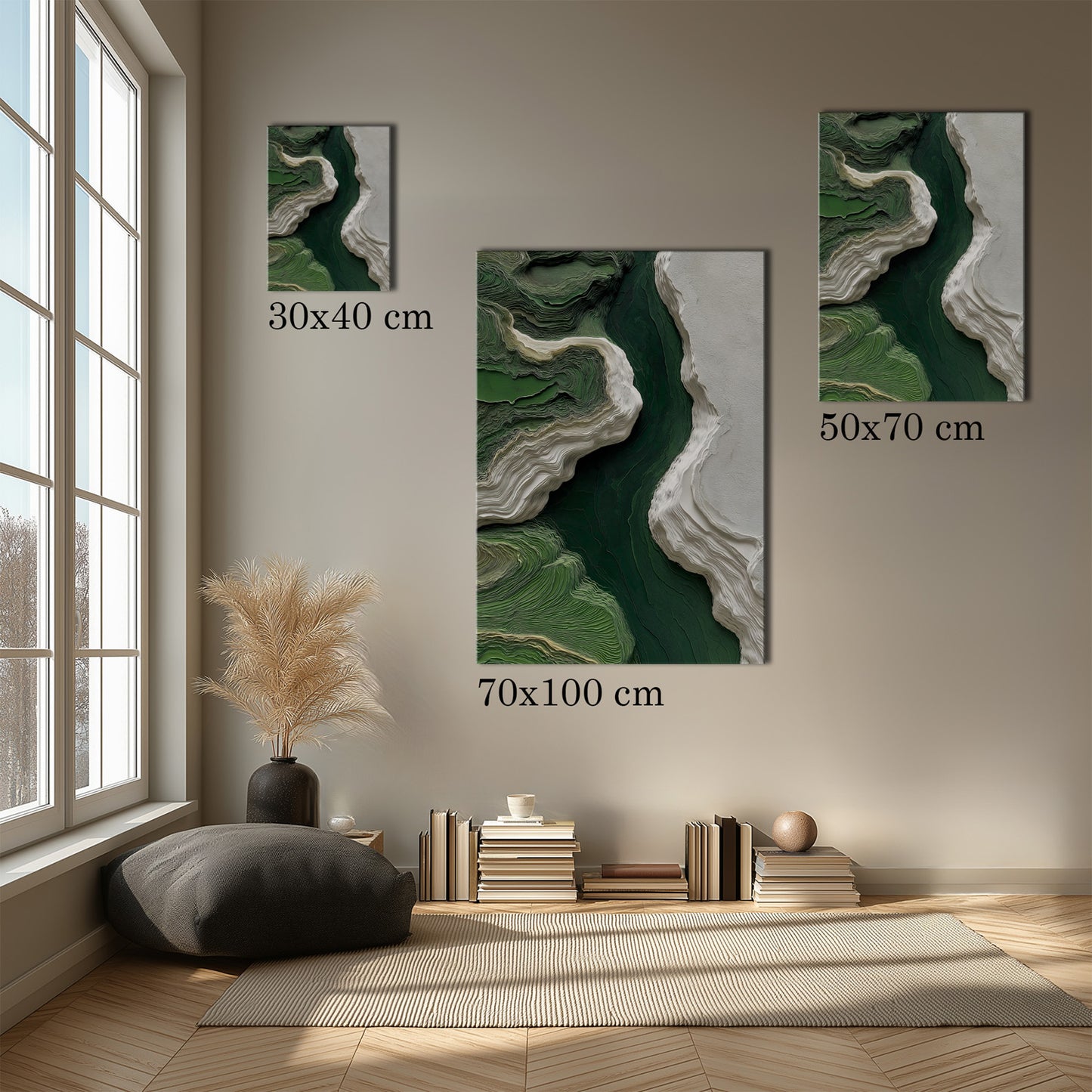 MYSTBIT ART | White & Green No2 Canvas Print Wall Art