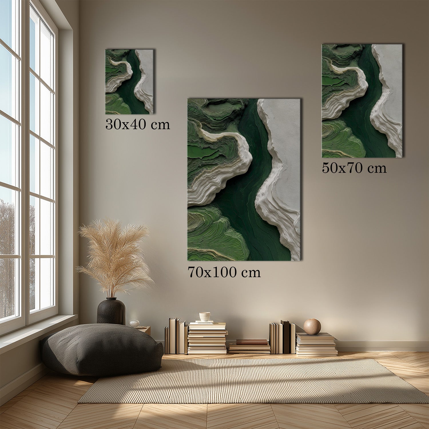 MYSTBIT ART | White & Green No2 Canvas Print Wall Art
