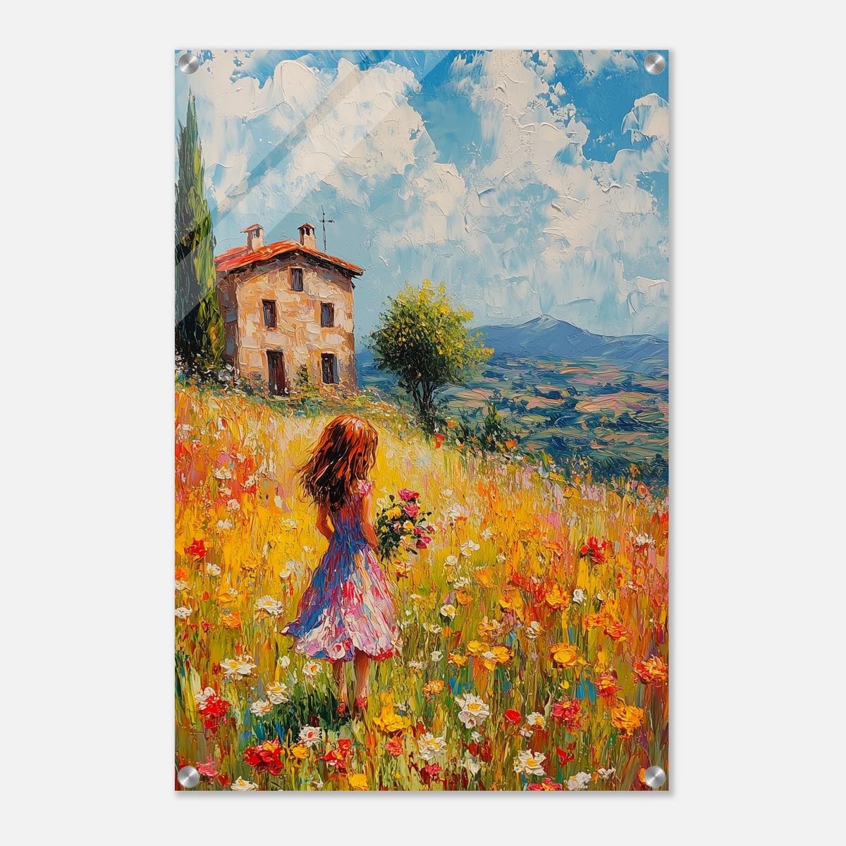 Golden Meadow Stroll | Acrylic Glass-MystBit Store