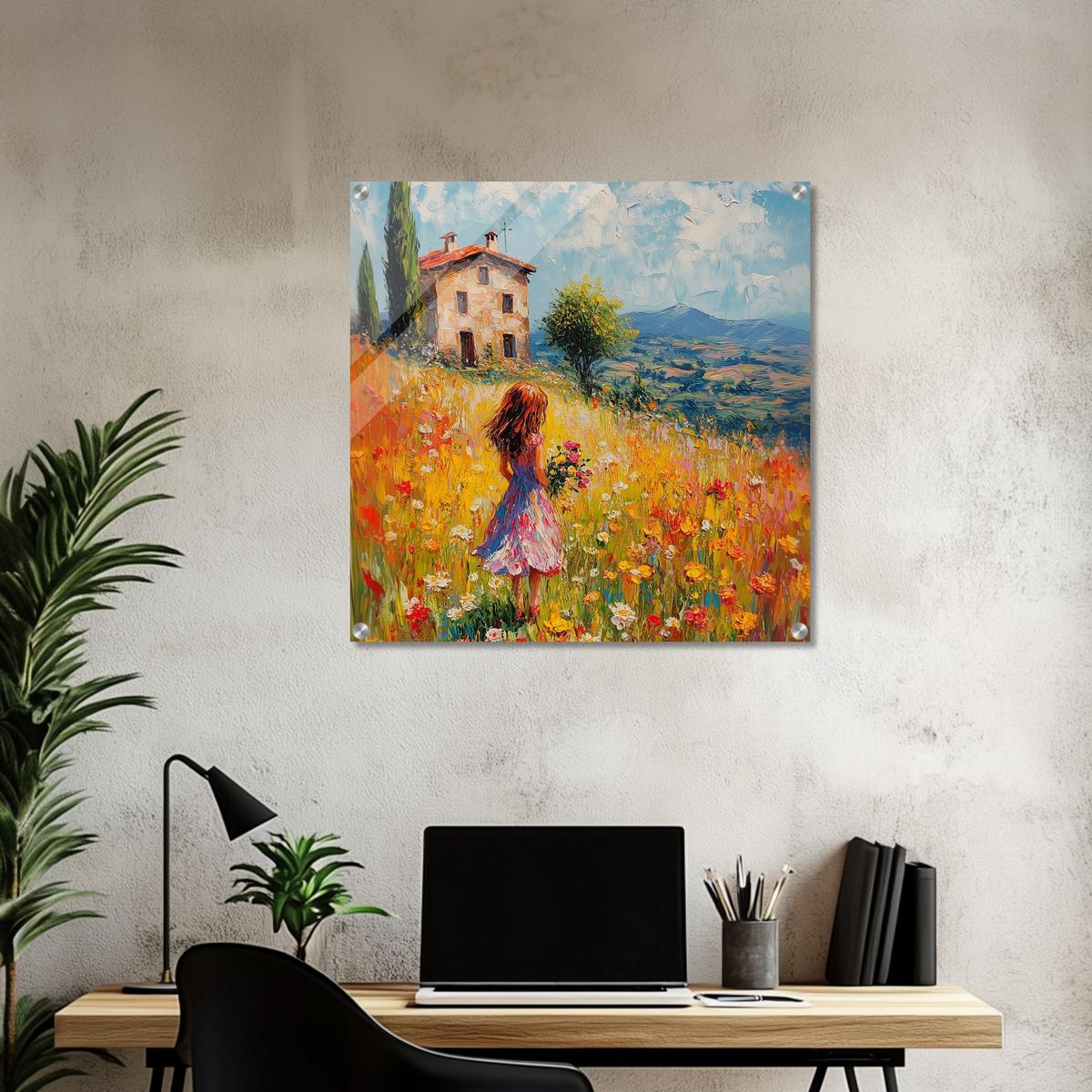 Golden Meadow Stroll | Acrylic Glass-MystBit Store