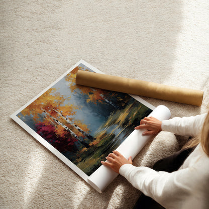 MYSTBIT ART | Birches of Firelight Art Print Wall Art